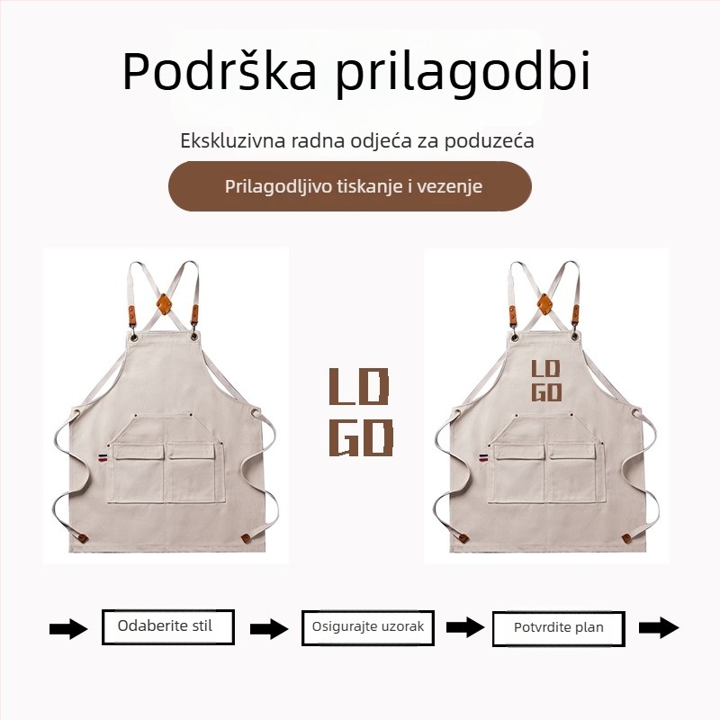 Debeli vodootporni platneni pregača za kuhinju, crtanje, vrtlarstvo, baristu i restoran; otporna na masnoće