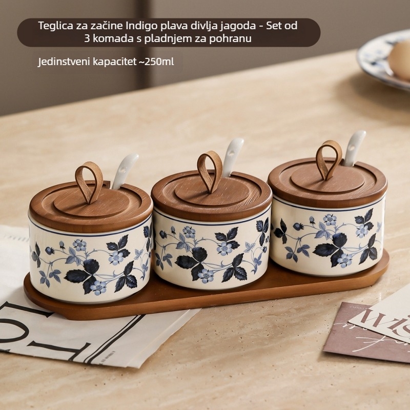 Set keramičkih posuda za začine u francuskom stilu, inspiriran Ink Orchid i divljim jagodama