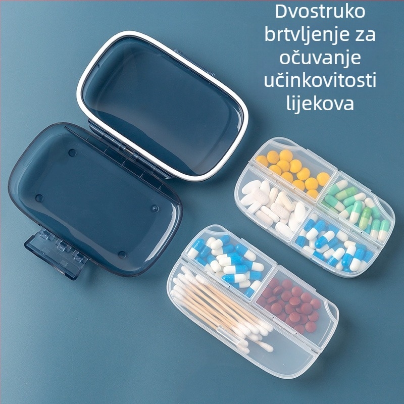 Prozirna prijenosna kutija za tablete za 7 dana, s velikim kapacitetom i pretincima