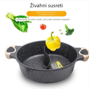 Maifan kamen Yin-Yang lonac s debelim nepremazivim dnom za kućnu upotrebu, kompatibilan s indukcijskim i plinskim štednjama
