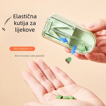 Prijenosna kutija za lijekove sa odjeljcima i rezačem tableta, putna kutija za lijekove s odvojivom mini kutijom