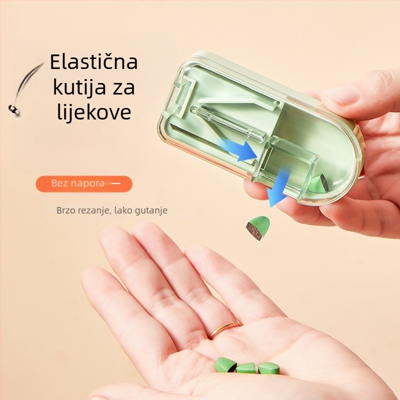 Prijenosna kutija za lijekove sa odjeljcima i rezačem tableta, putna kutija za lijekove s odvojivom mini kutijom