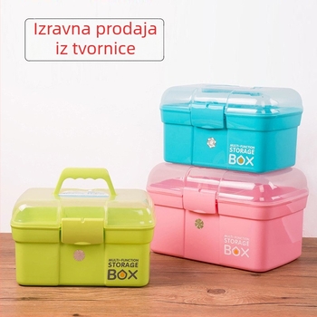Prozirna plastična kutija-organizator s 6 odjeljaka za lijekove, kozmetiku i alate, prenosiva