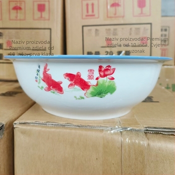 Velika keramička zdjela juhe promjera 10 inča za kućnu upotrebu — nostalgični retro stil, zdjela za ribu s kiselim kupusom i tjesteninom, pogodna za komercijalnu upotrebu