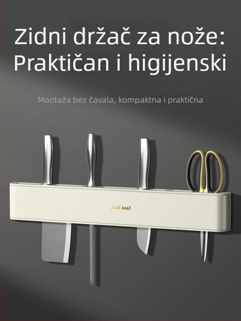 Zidni držač noževa za kuhinju s integriranim držačem – bez bušenja