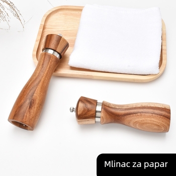 Ručni mlin za papar od drveta akacije – posuda za začine, kućni poluautomatski mlin
