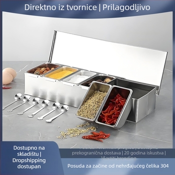 Set kvadratnih posuda za začine od nehrđajućeg čelika 304