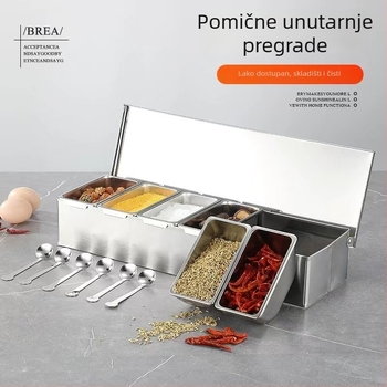 Set kvadratnih posuda za začine od nehrđajućeg čelika 304