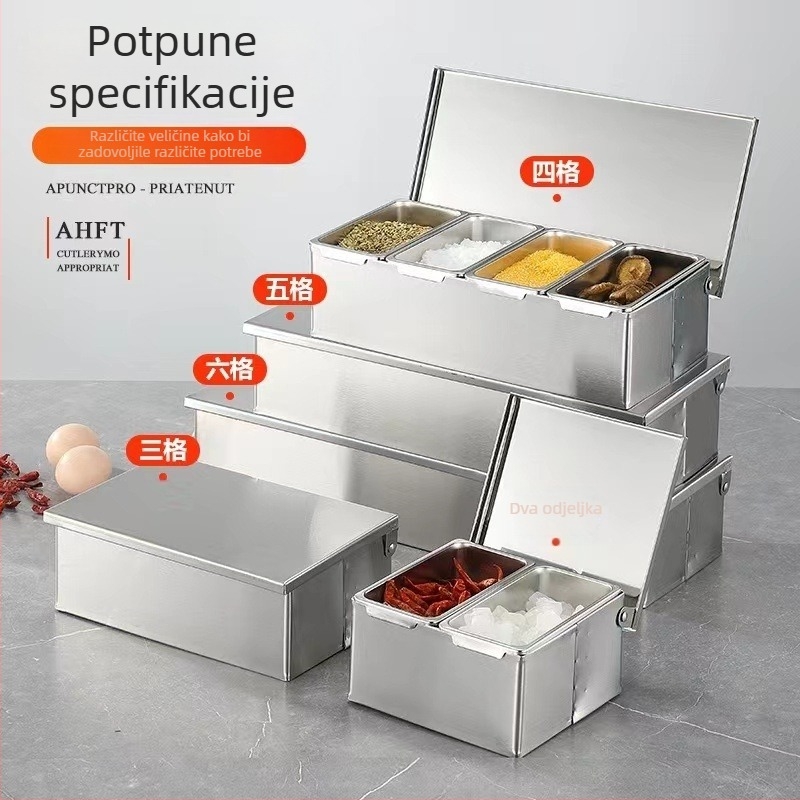 Set kvadratnih posuda za začine od nehrđajućeg čelika 304