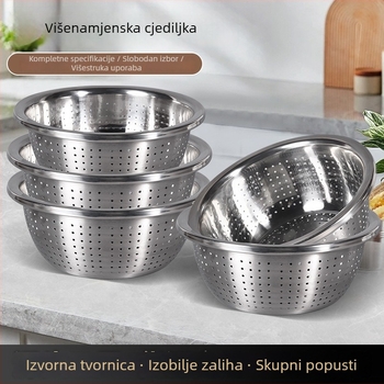 Nehrđajući čelični odvodni bazen za pranje povrća i voća, kuhinjska košarica za voće, cjedilo za rižu
