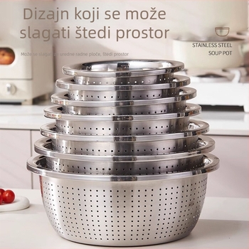 Nehrđajući čelični odvodni bazen za pranje povrća i voća, kuhinjska košarica za voće, cjedilo za rižu
