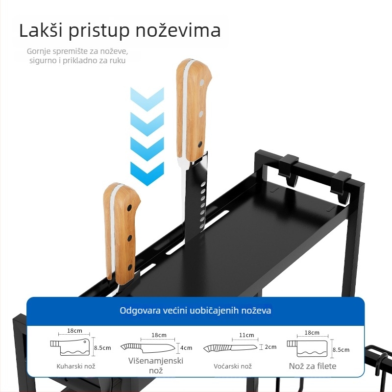 Shangmei Style Višenamjenski Kuhinjski Organizator – Stolni Organizator Za Začine, Držač Štapića, Držač Noževa i Organizator Za Dasku Za Rezanje