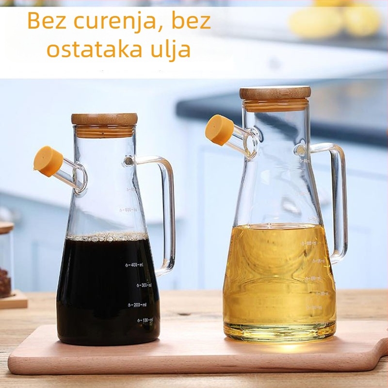 Set staklenih boca za ulje i ocat za kuhinju, staklo visokog borosilikatnog stakla, boca za sojin umak i boca za sezamovo ulje