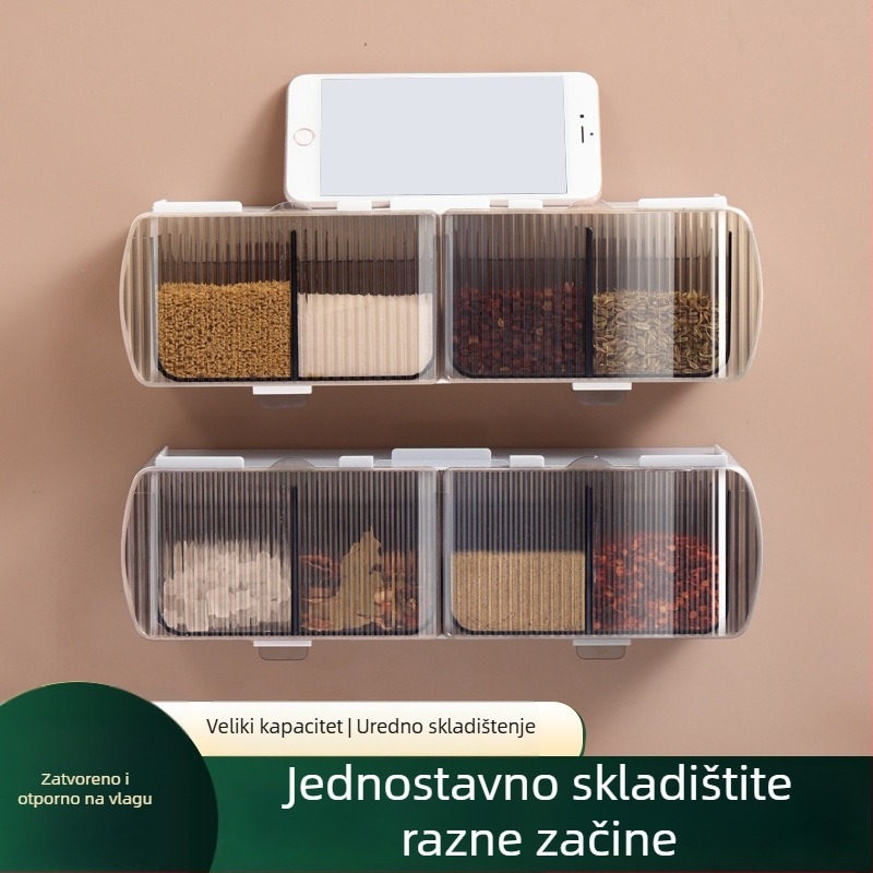 Set posuda za začine za kuhinju, zidni držač soli i začina, stil laganog luksuza