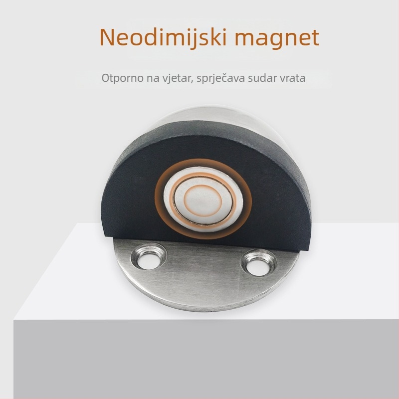 Stakleni magnetski zaustavljač vrata, bez bušenja, tih, gumeni jastučić, pogodna za kupaonicu i spavaću sobu