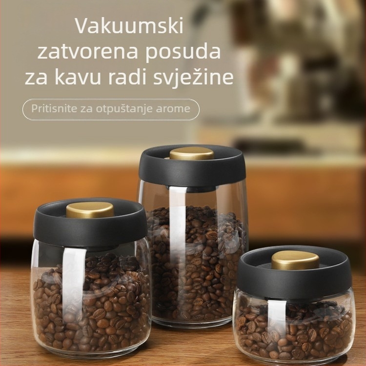 Staklena vakuumska posuda za čuvanje zrna kave, mljevene kave i čajeva, 900 ml