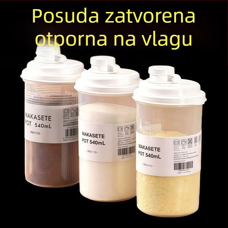 Spremnik za skladištenje bijelog šećera, prehrambena kvaliteta, zatvoren, otporan na vlagu, kuhinjski spremnik za brašno i škrob