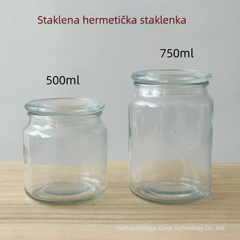 Staklena posuda s plosatim poklopcem, 500 ml, za čaj, kavu i suho voće