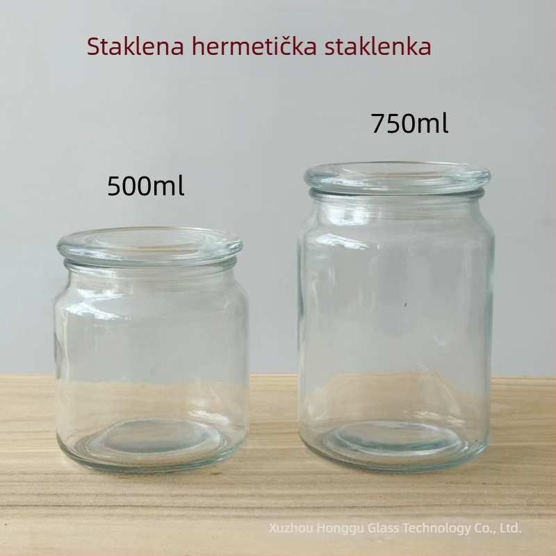 Staklena posuda s plosatim poklopcem, 500 ml, za čaj, kavu i suho voće