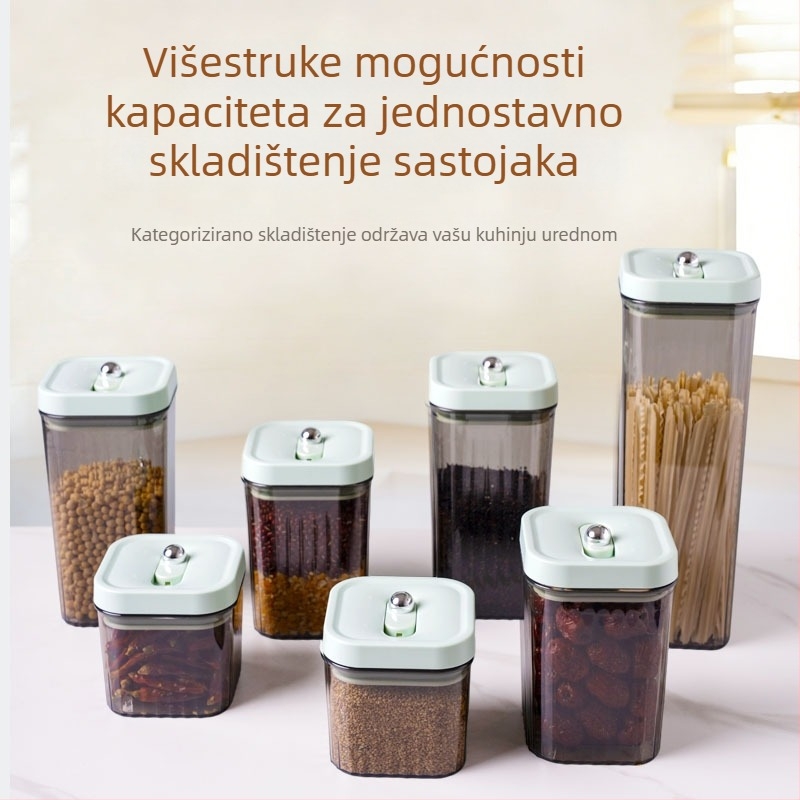 Spremnik za skladištenje žitarica i tjestenine s pritiskom zatvaračem, prehrambene kvalitete, kvadratnog oblika, 3,1–4 l