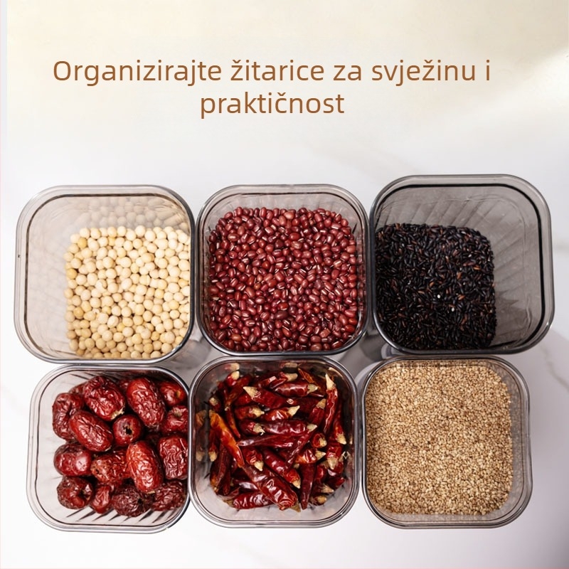 Spremnik za skladištenje žitarica i tjestenine s pritiskom zatvaračem, prehrambene kvalitete, kvadratnog oblika, 3,1–4 l