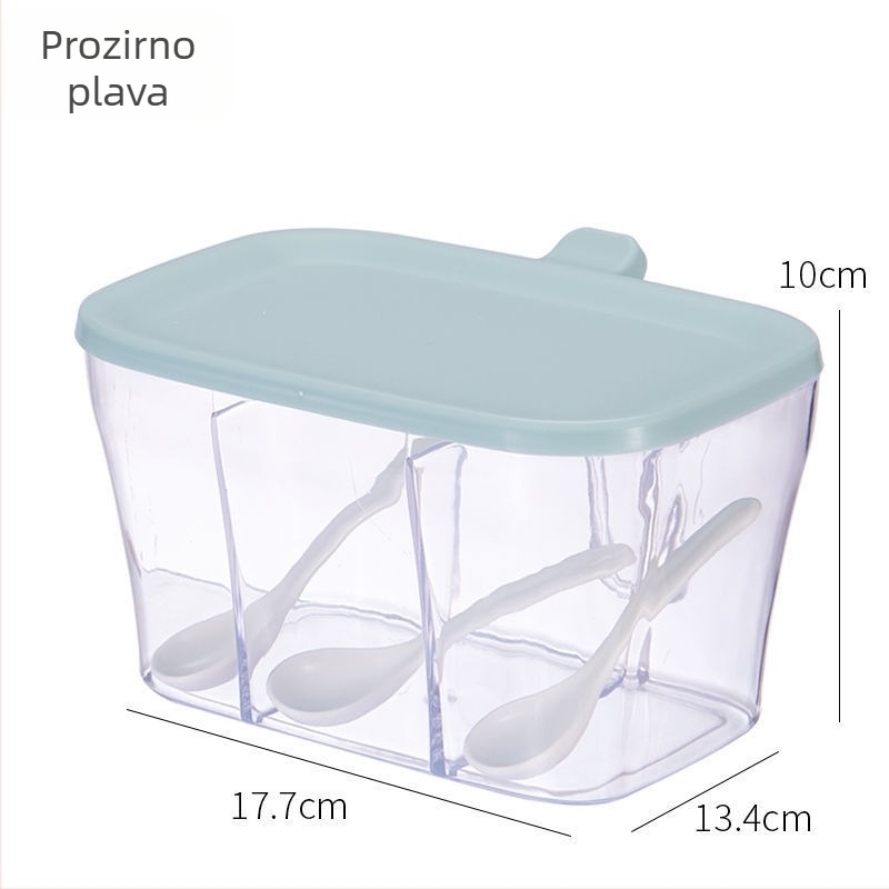 Kutija za začine u kuhinji – set s tri odjeljka, prozirni spremnik za sol, monosodium glutamat (MSG) i papar
