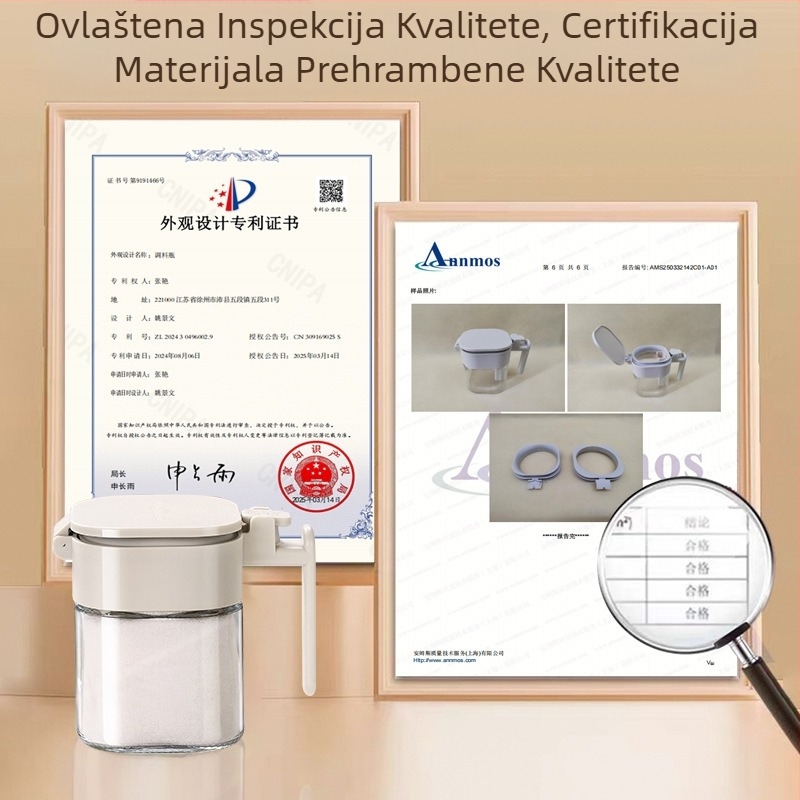 Staklena posuda za začine, 14 oz, višebojna, zapečaćena, s ugrađenom žlicom i preklopnim poklopcem