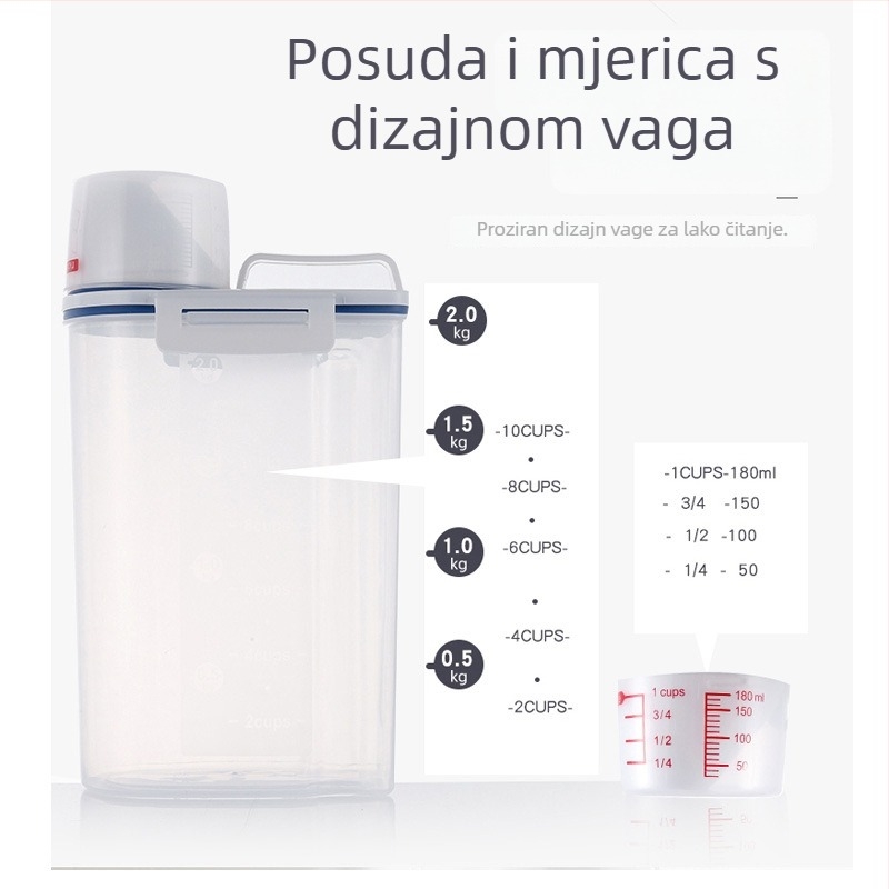 Kutija za skladištenje žitarica u japanskom stilu, prehrambena kvaliteta, otporna na vlagu, zatvorena, velika kapaciteta, za kućanstvo