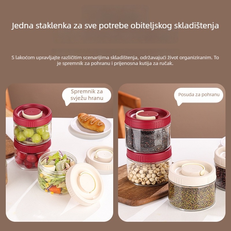 Staklena hermetički zatvorena prozirna posuda za skladištenje orašastih plodova i grickalica, 501–800 ml, okrugli kuhinjski spremnik, višefunkcionalan