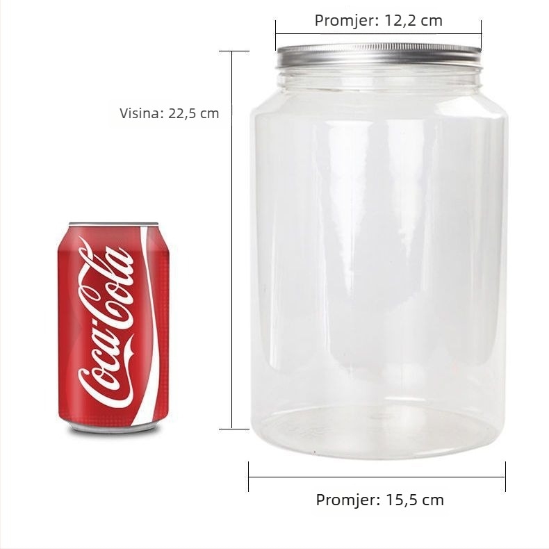 PET plastična posuda za čaj, prozirna, hermetički zatvarač, za sušenu koru naranče i čajne listove, kapacitet oko 250 ml, s poklopcem