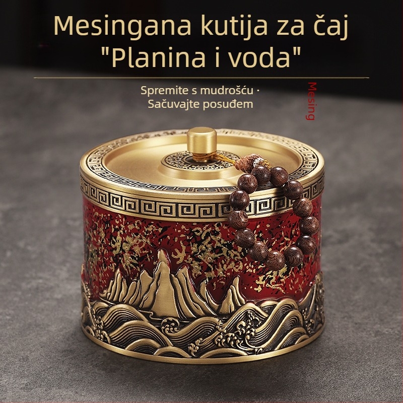 Velika zatvorena mesinga kutija za čaj Pu-erh, prijenosno skladištenje