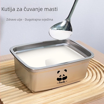 Posuda za masnoću s poklopcem od nehrđajućeg čelika 304, kvadratna, 1,5 L, za čili ulje