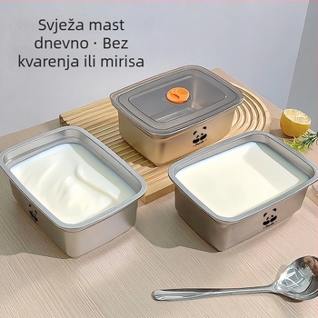 Posuda za masnoću s poklopcem od nehrđajućeg čelika 304, kvadratna, 1,5 L, za čili ulje