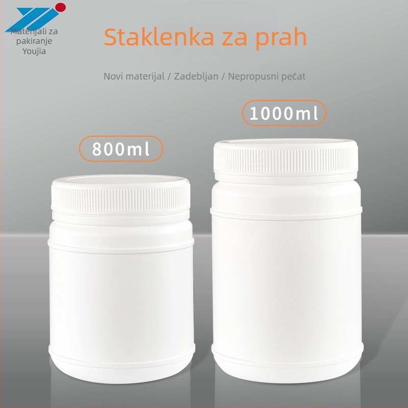 Plastični spremnik sa širokim otvorom za pakiranje hrane i kemikalija, kapacitet 800 ml / 1 L / 2 L, s poklopcem, model ZF-1LB, PP