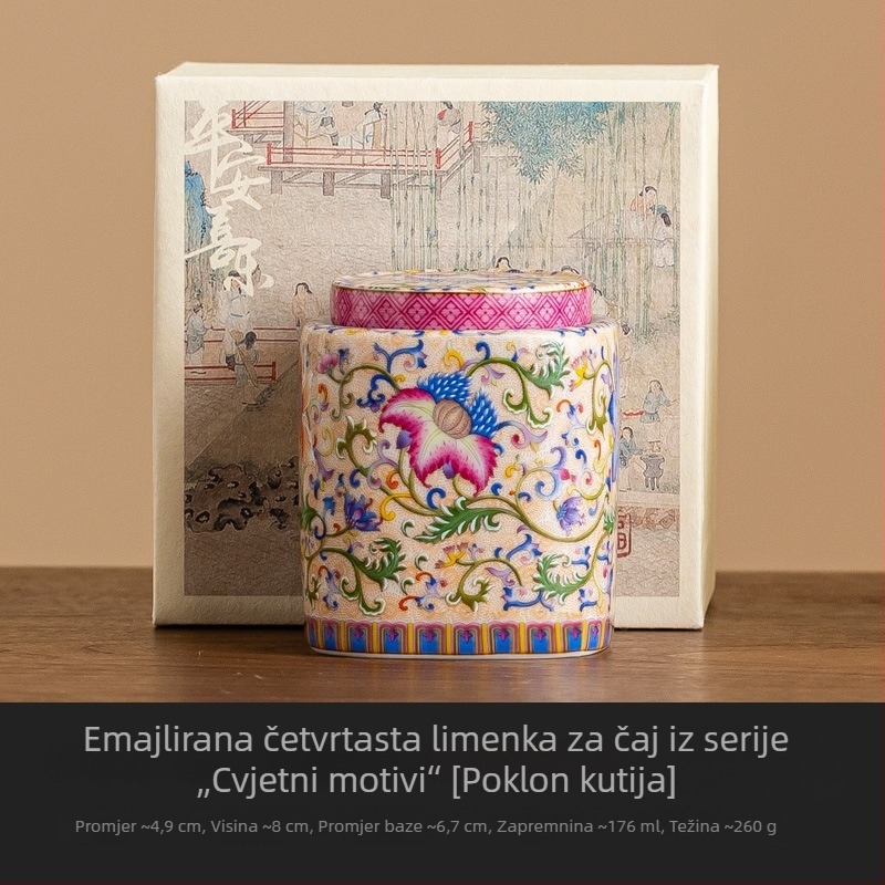 Emajlirani keramički spremnik za čaj, zatvoren, otporan na vlagu, kineskog stila za kućnu upotrebu