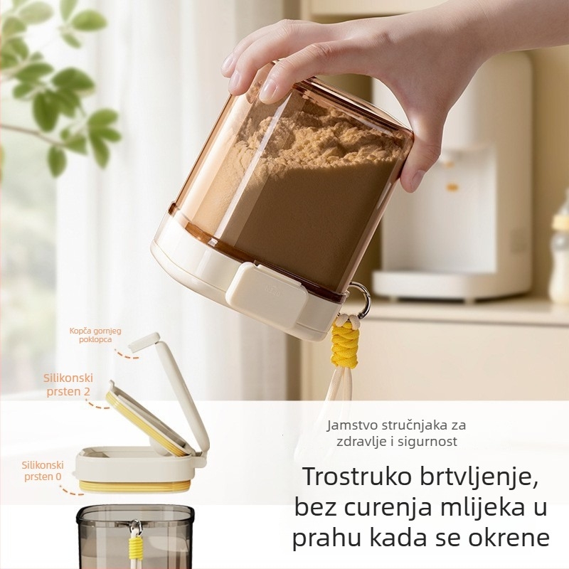 Otpornost na vlagu, hermetički spremnik za mliječni prah sa žličicom — kvadratna kutija za pohranu bebe formule (501–800 ml)