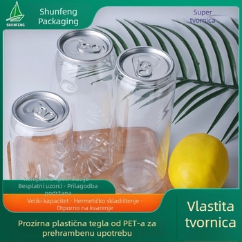 PET plastična boca za napitke s poklopcem, zatvorena, za mliječni čaj, kavu, voćne sokove i hladna pića, prozirna