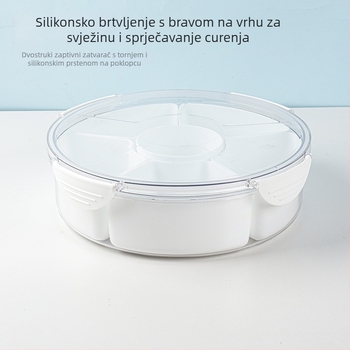 Kutija za skladištenje u hladnjaku, organizator za začine, šest pretinaca, s ručkom, rotirajuća i zatvorena, prozirni pladanj za suho voće.