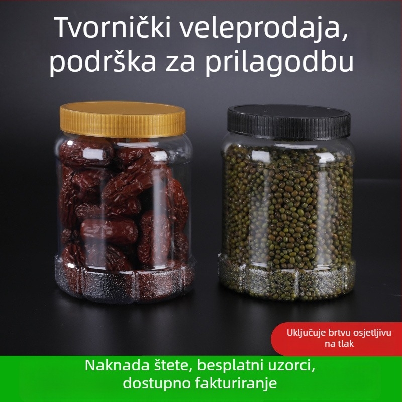 Prozirne PET plastične posude za hranu, za kekse, čaj s cvjetnim okusom i orašaste plodove, zatvorene posude za hranu, novogodišnja ambalaža, kapacitet 900 ml