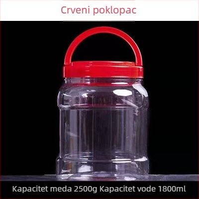 Prozirna zatvorena plastična posuda za skladištenje s poklopcem, kapaciteta 2,5 kg, za med, džem i kiselu hranu