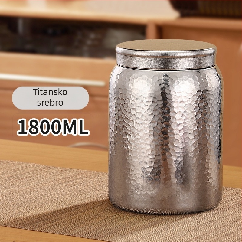 Kutija za čaj od čistog titana s udubljenim uzorkom, kapacitet 1800 ml, magnetski zatvarač, otporno na vlagu, luksuzna kutija za skladištenje Pu'er čaja sa suhim korom mandarine