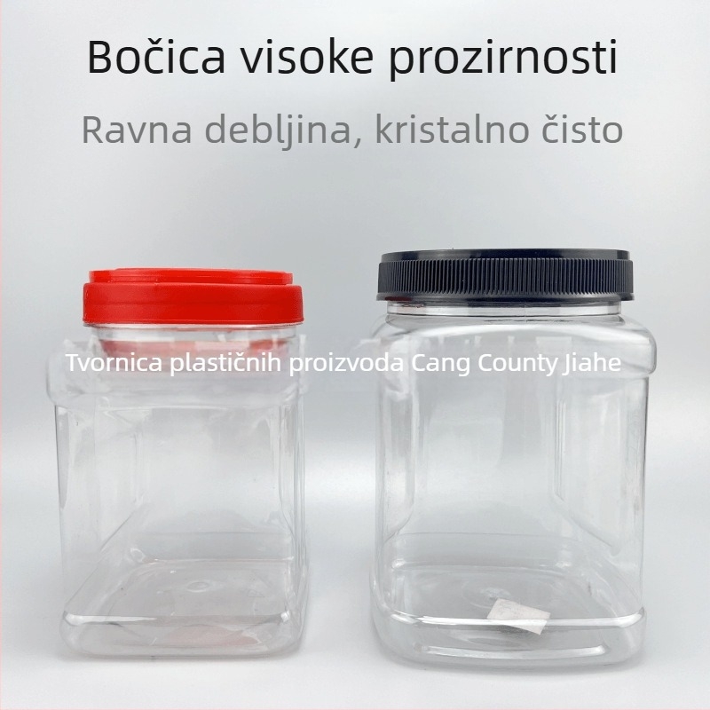 Kvadratna posuda za hranu sa širokim otvorom i poklopcem; višenamjenski spremnik za žitarice, čaj, suho voće, pistacije i sušeno meso; ručni dizajn