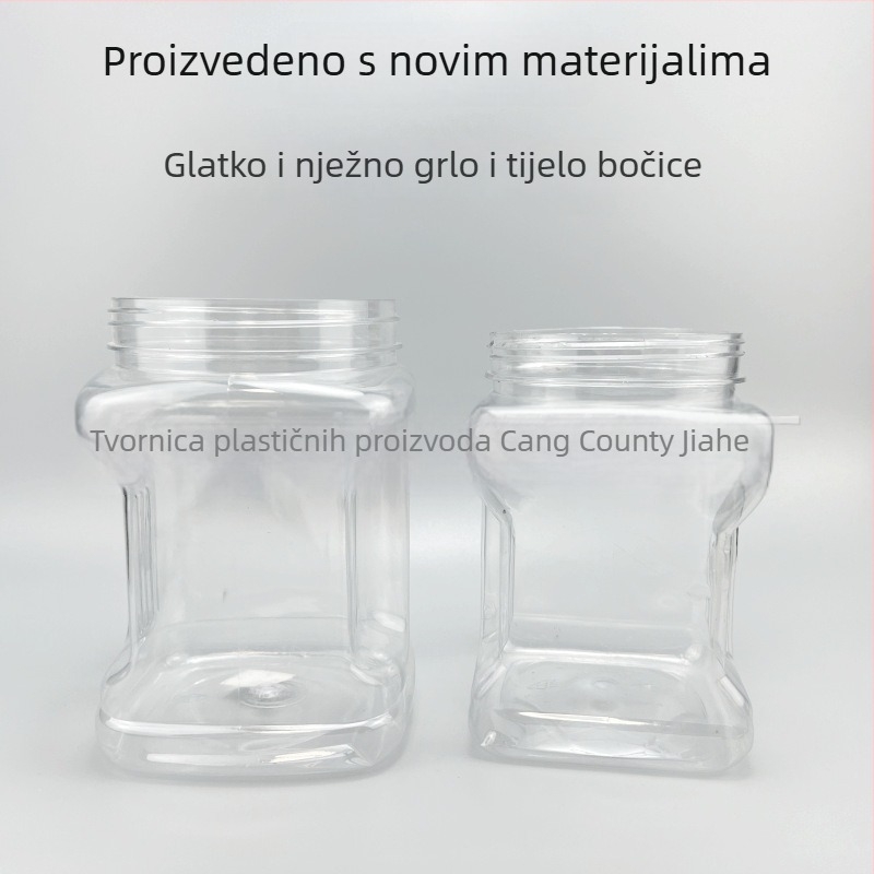 Kvadratna posuda za hranu sa širokim otvorom i poklopcem; višenamjenski spremnik za žitarice, čaj, suho voće, pistacije i sušeno meso; ručni dizajn