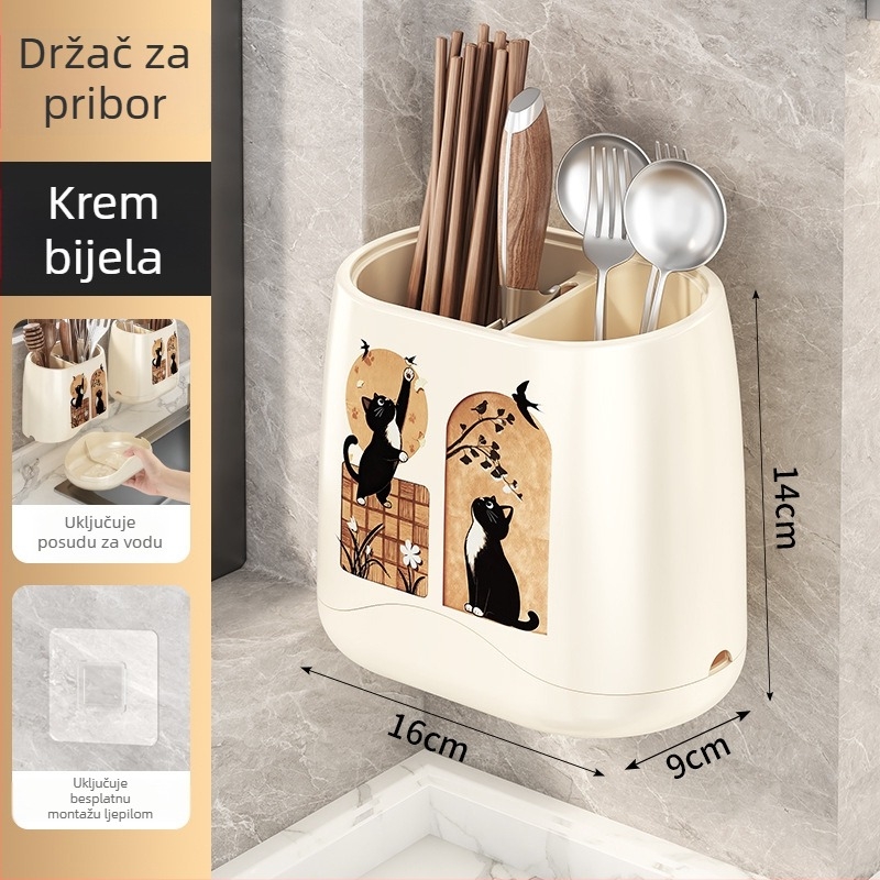 Držač za štapiće i pribor s nosačem noževa – minimalistički kuhinjski organizator na kuhinjsku površinu