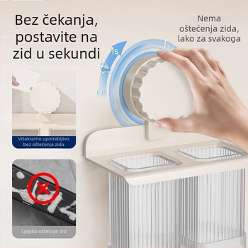 Zidni držač za štapiće i žlice sa sustavom odvodnje, kuhinjski organizator bez bušenja