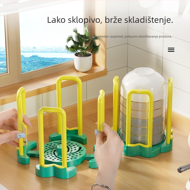 Sklopivi kuhinjski stalak za odvod viška vode, za sudoper, rotirajući višenamjenski organizator posuđa