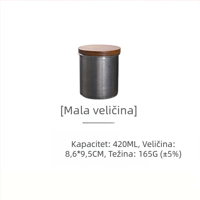 304 nehrđajući čelik, vintage hermetična posuda s drvenim poklopcem, za skladištenje kave, matcha praha, zrna kave i čajeva, zapremina 501–800 ml