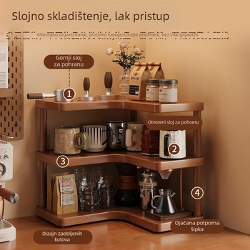 Trostruki bambusni kutni organizator za kupaonicu i kuhinju — bez bušenja