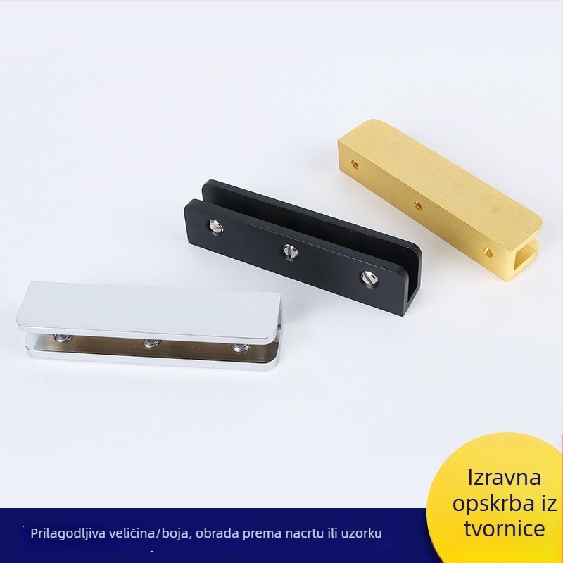 Ekstra veliki U-oblik klip za staklo s tri rupe, bakar, kupaonica, moderan minimalistički dizajn, model LQG6035