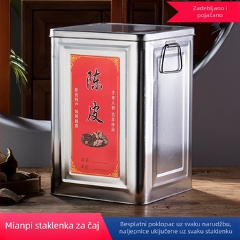 Debela limena kutija za čuvanje čaja i sušene korice mandarine, velika zapremina, hermetički zatvarač